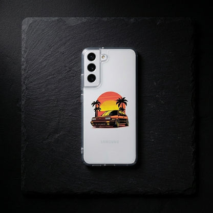Retro Synthwave Sunset Vintage Hatchback Car Phone Case – Clear Protection
