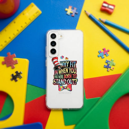 "Why Fit In When You Were Born To Stand Out?" Clear Phone Case – Colorful Quote Cover