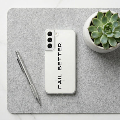 "FAIL BETTER" Motivational Quote Clear Phone Case – Minimalist Typography Cover