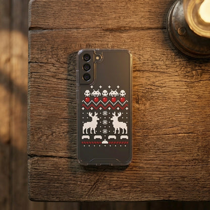 Pixel Retro Arcade Ugly Sweater Christmas Clear Case for Samsung Galaxy | Holiday Phone Cover
