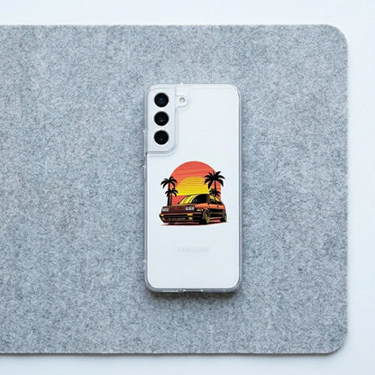 Retro Synthwave Sunset Vintage Hatchback Car Phone Case – Clear Protection