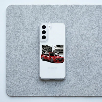 Classic Red E30 Coupe Sports Car Clear Phone Case – Automotive Graphic Cover