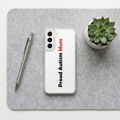 "Proud Autism Mum" Clear Phone Case – Minimalist Typography Cover