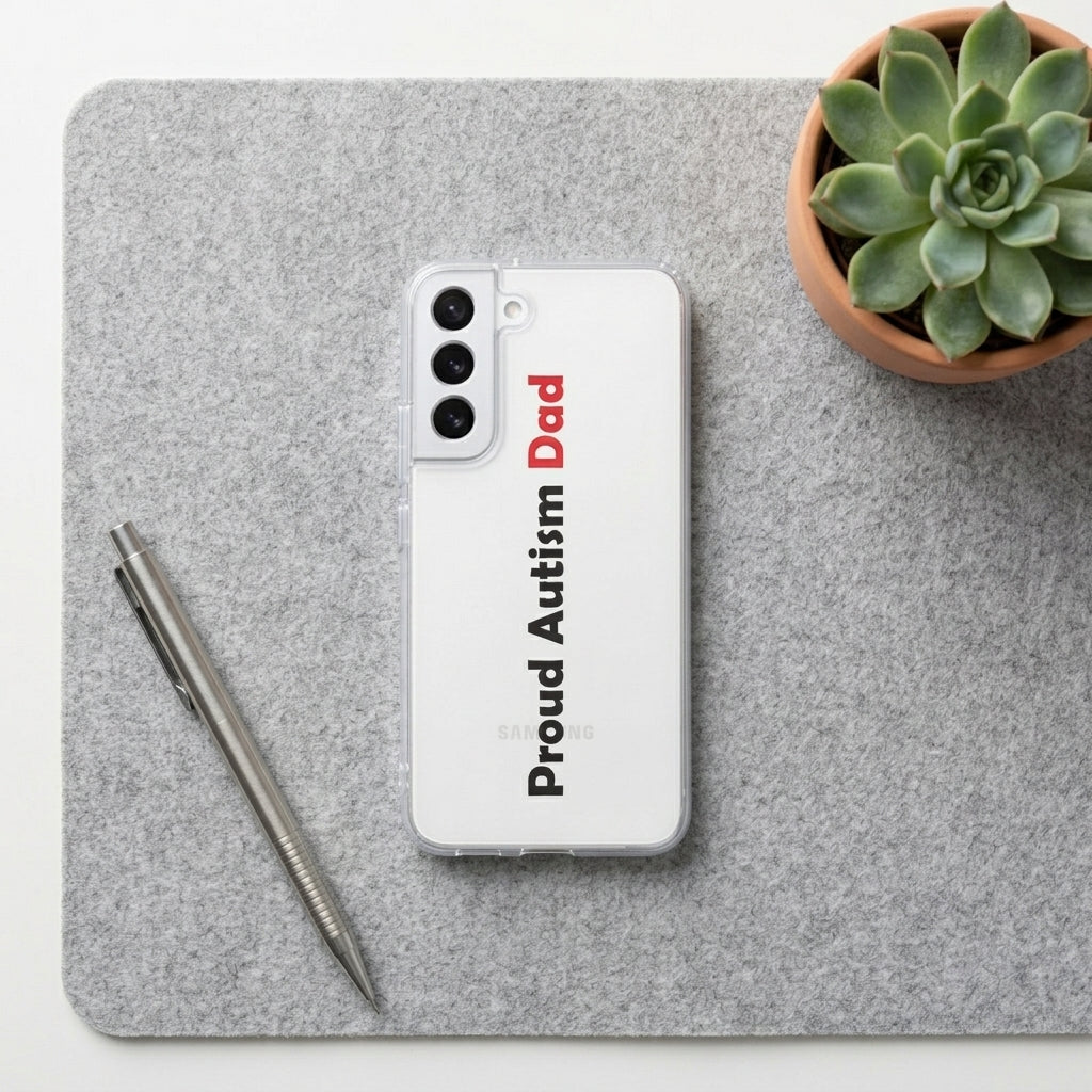 "Proud Autism Dad" Clear Phone Case – Minimalist Typography Cover