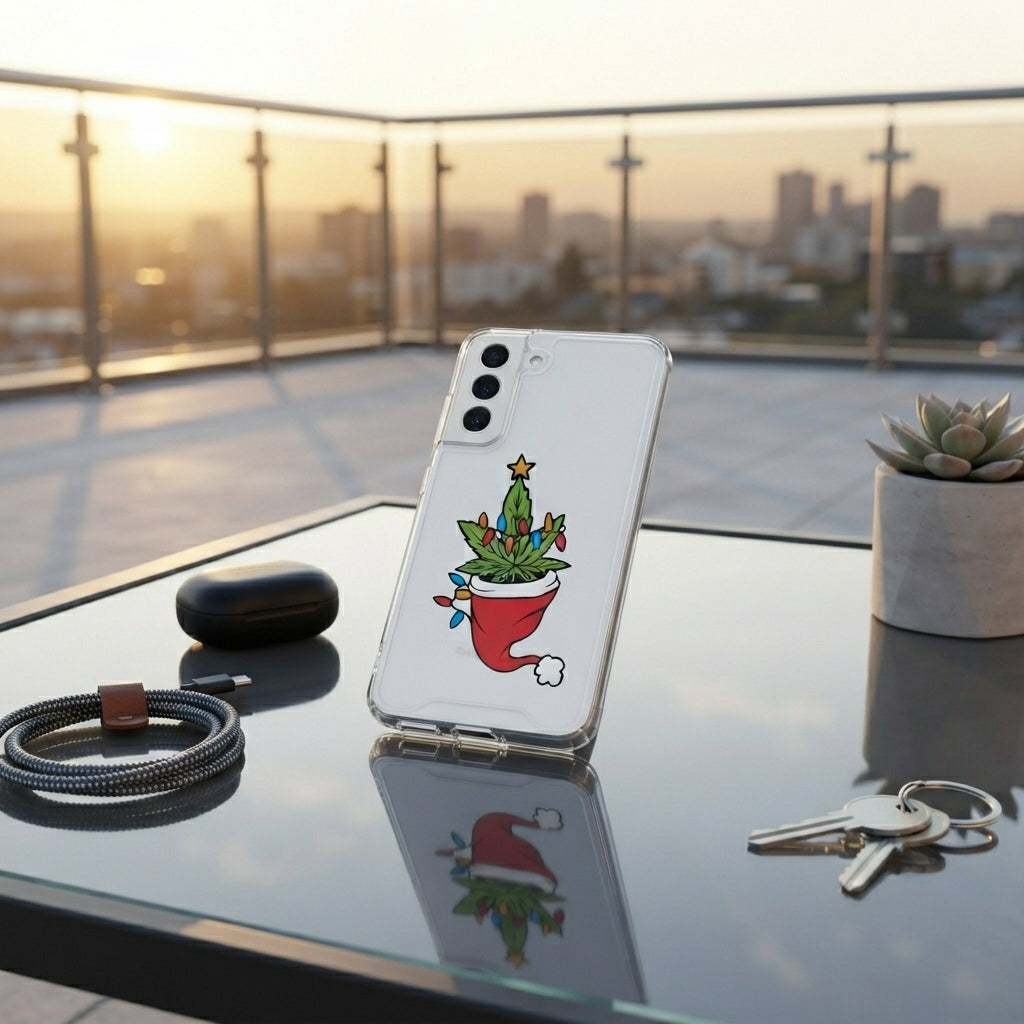 Merry Weedmas Christmas Gnomes Graphic Designer Clear Case - Funny Holiday Transparent Phone Cover