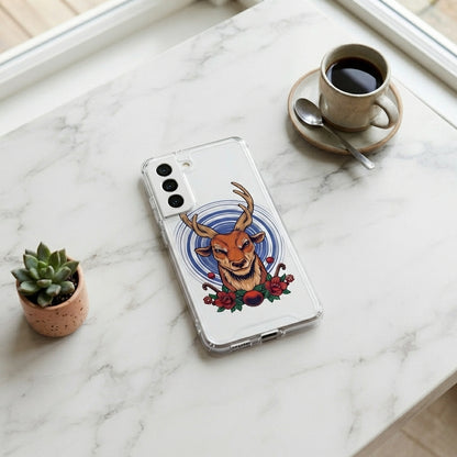 Majestic Deer Antler Floral Graphic Designer Clear Case - Transparent Phone Cover