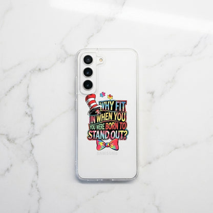 "Why Fit In When You Were Born To Stand Out?" Clear Phone Case – Colorful Quote Cover