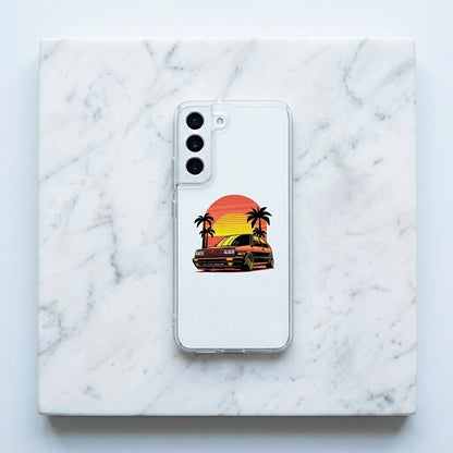 Retro Synthwave Sunset Vintage Hatchback Car Phone Case – Clear Protection