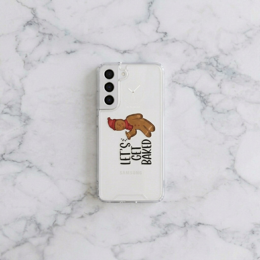 Let's Get Baked Gingerbread Man Christmas Clear Case for Samsung Galaxy | Funny Holiday Cover