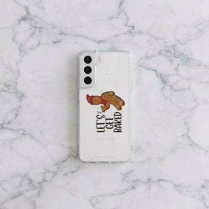Let's Get Baked Gingerbread Man Christmas Clear Case for Samsung Galaxy | Funny Holiday Cover