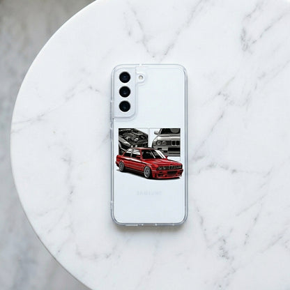Classic Red E30 Coupe Sports Car Clear Phone Case – Automotive Graphic Cover