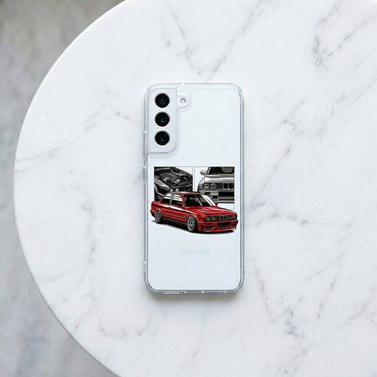Classic Red E30 Coupe Sports Car Clear Phone Case – Automotive Graphic Cover