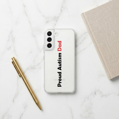 "Proud Autism Dad" Clear Phone Case – Minimalist Typography Cover