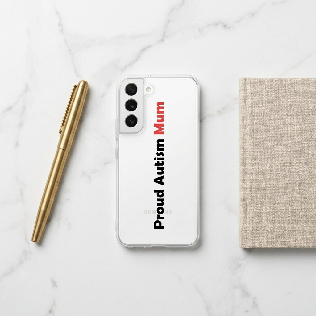 "Proud Autism Mum" Clear Phone Case – Minimalist Typography Cover