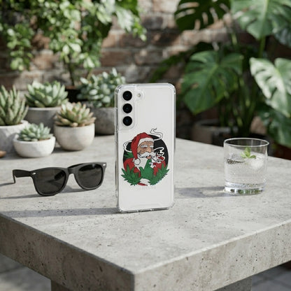 Smoking Santa Cannabis Christmas Clear Case for Samsung Galaxy | Funny Weed Holiday Phone Cover
