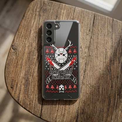 Have a Killer Christmas Horror Hockey Mask Clear Case for Samsung Galaxy | Festive Phone Cover