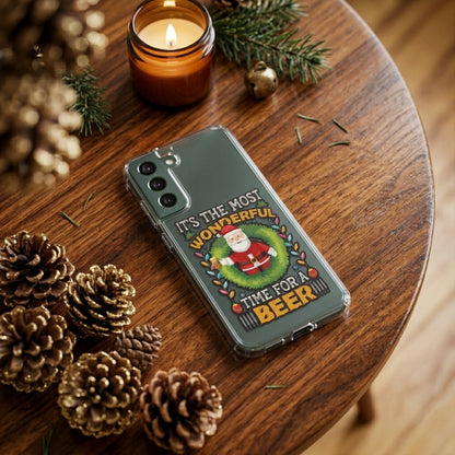 It's the Most Wonderful Time for a Beer Santa Christmas Clear Case for Samsung Galaxy | Funny Holiday Cover