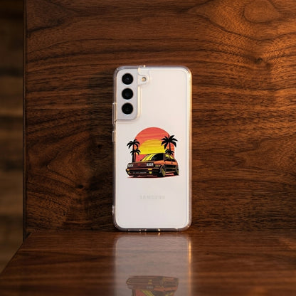 Retro Synthwave Sunset Vintage Hatchback Car Phone Case – Clear Protection