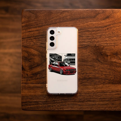 Classic Red E30 Coupe Sports Car Clear Phone Case – Automotive Graphic Cover