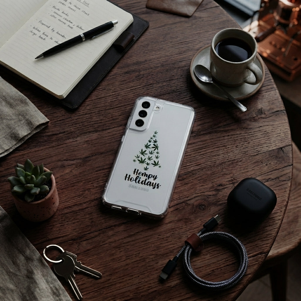 Hempy Holidays Christmas Tree Graphic Designer Clear Case - Festive Transparent Phone Cover