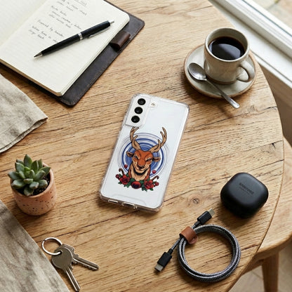 Majestic Deer Antler Floral Graphic Designer Clear Case - Transparent Phone Cover