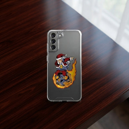 Dabbing Santa Riding Flaming Meteor Christmas Clear Case for Samsung Galaxy | Cool Graphic Phone Cover