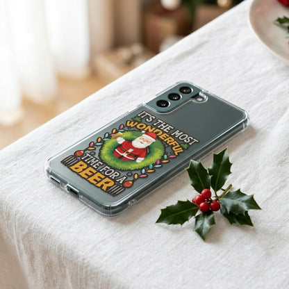 It's the Most Wonderful Time for a Beer Santa Christmas Clear Case for Samsung Galaxy | Funny Holiday Cover