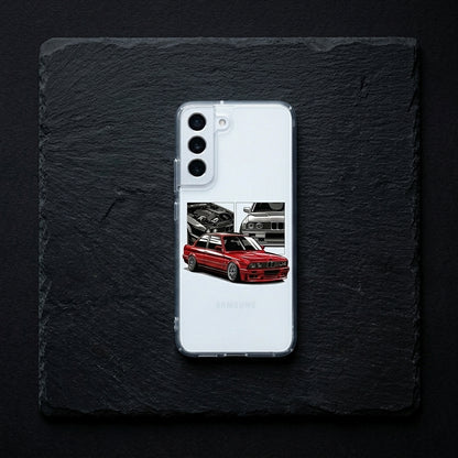 Classic Red E30 Coupe Sports Car Clear Phone Case – Automotive Graphic Cover