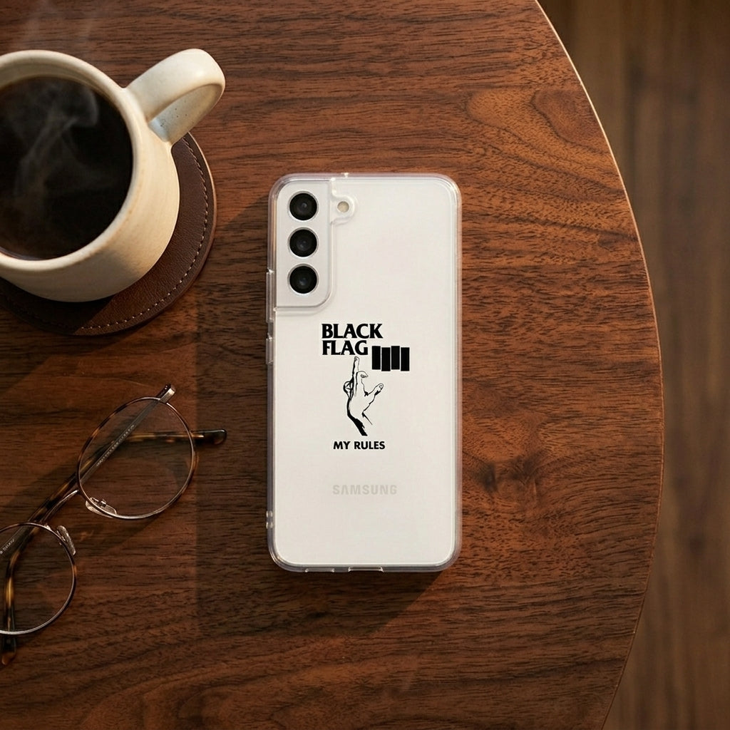 Black Flag "My Rules" Punk Rock Clear Phone Case – Classic Band Graphic Cover
