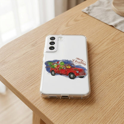 Grinch Driving Red Vintage Truck Christmas Clear Case for Samsung Galaxy | Festive Holiday Phone Cover