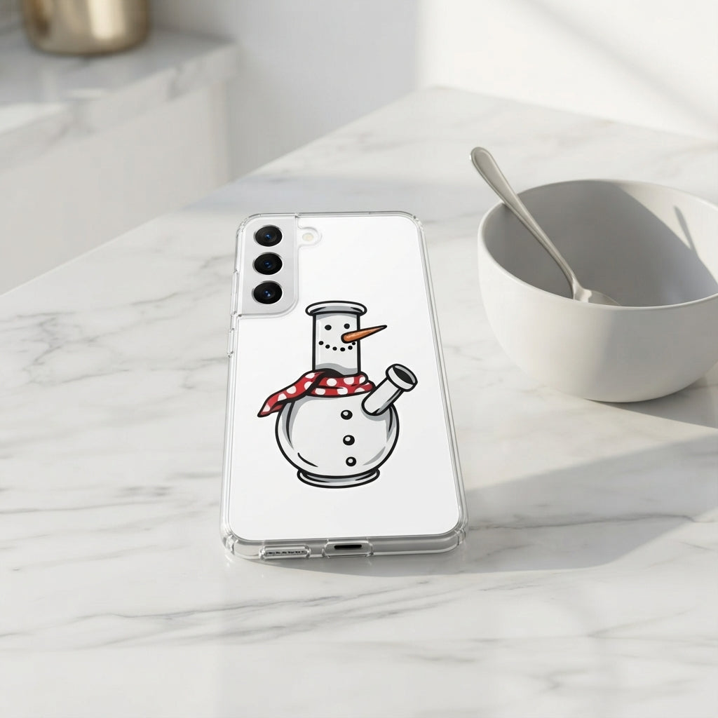Snowman Bong Graphic Designer Clear Case - Funny Christmas Transparent Phone Cover