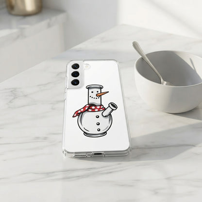 Snowman Bong Graphic Designer Clear Case - Funny Christmas Transparent Phone Cover