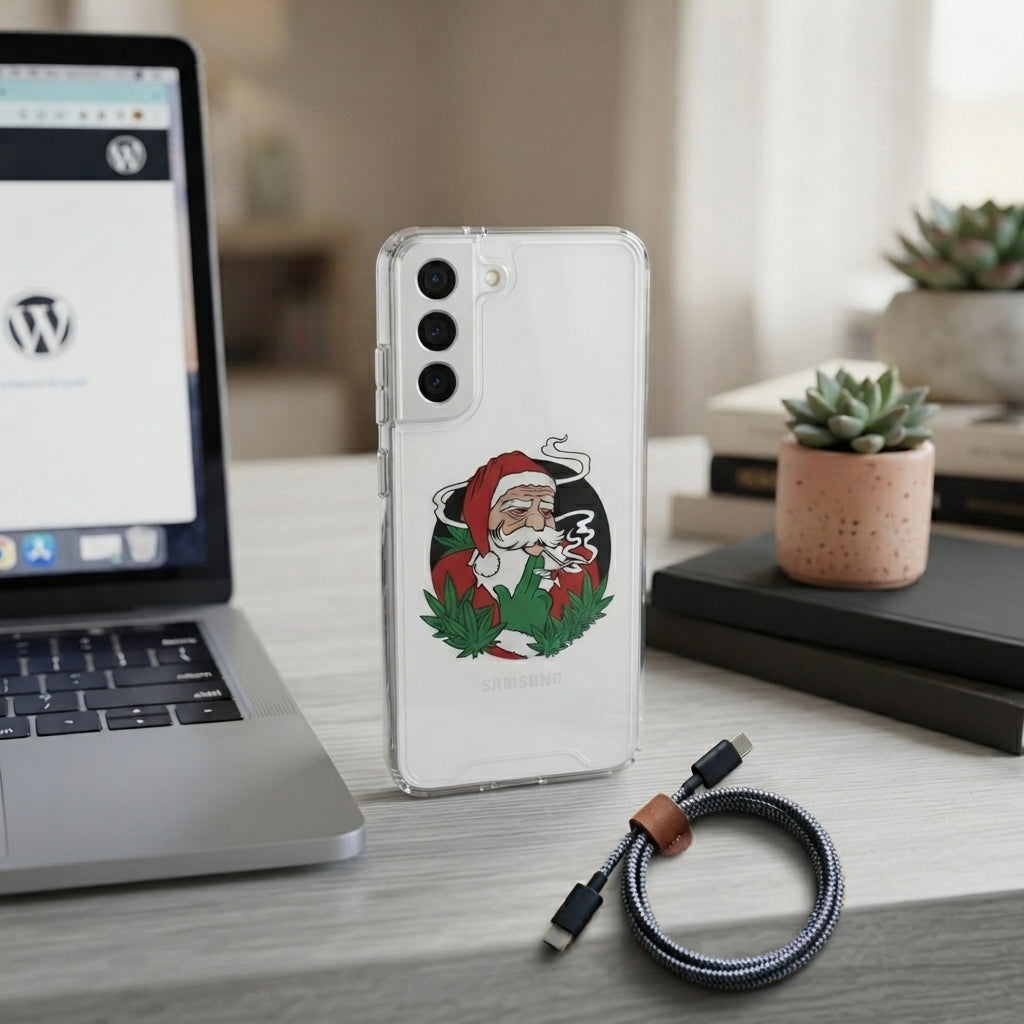 Smoking Santa Cannabis Christmas Clear Case for Samsung Galaxy | Funny Weed Holiday Phone Cover