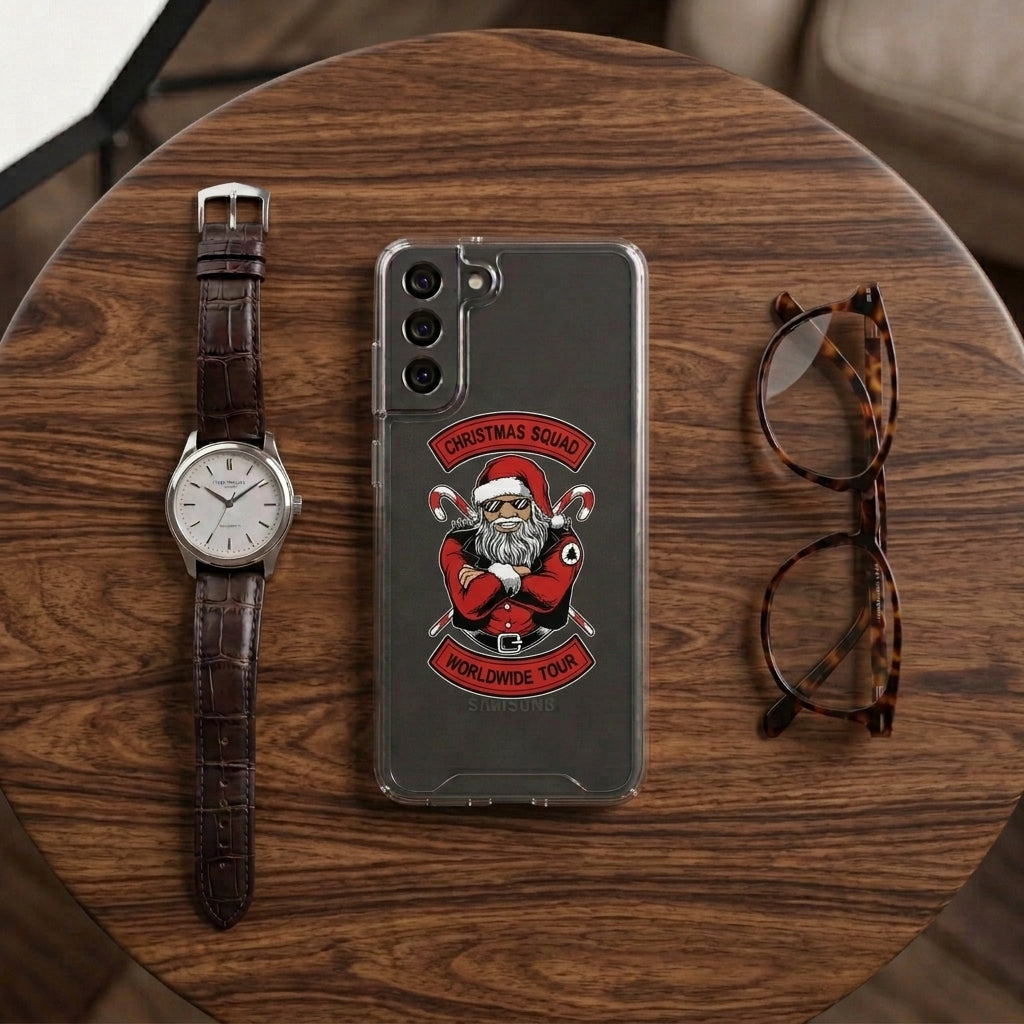 Cool Santa Christmas Squad Worldwide Tour Clear Case for Samsung Galaxy | Graphic Phone Cover