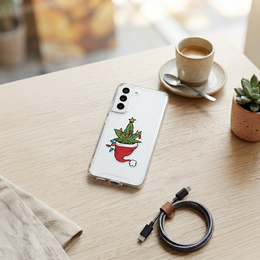 Merry Weedmas Christmas Gnomes Graphic Designer Clear Case - Funny Holiday Transparent Phone Cover