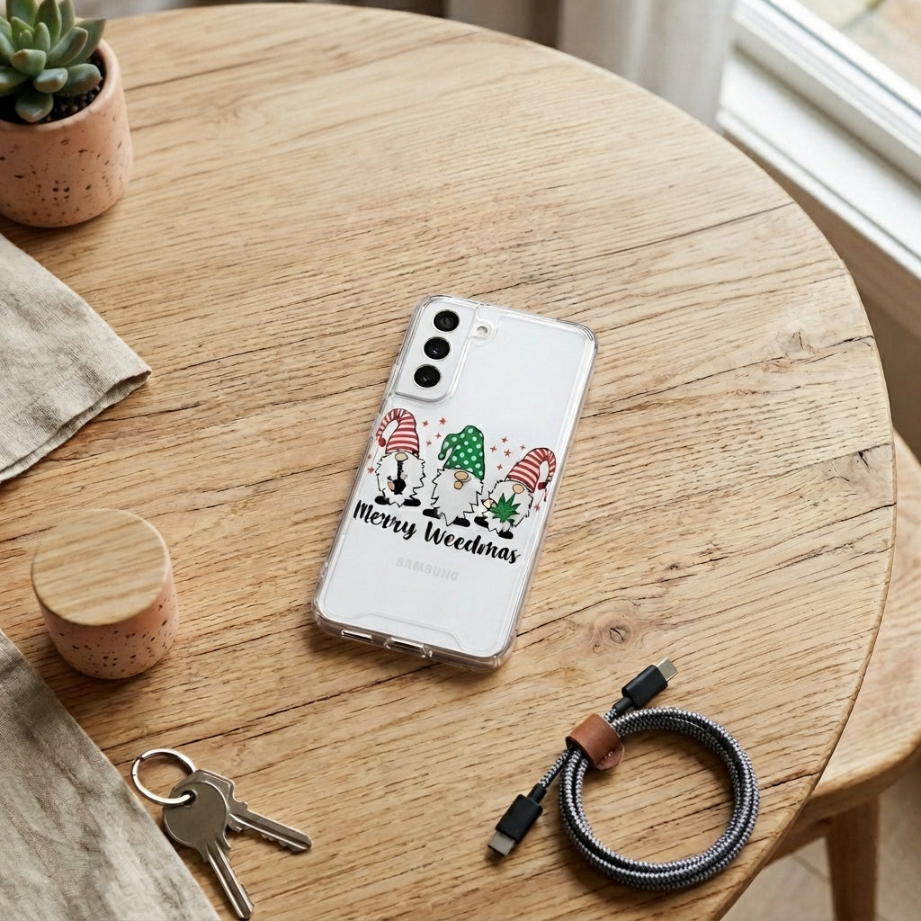 Merry Weedmas Christmas Gnomes Clear Case for Samsung Galaxy | Funny Holiday Cover