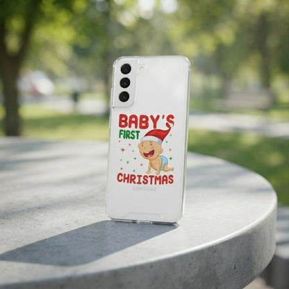 Baby's First Christmas Cute Santa Graphic Designer Clear Case - Festive Transparent Phone Cover