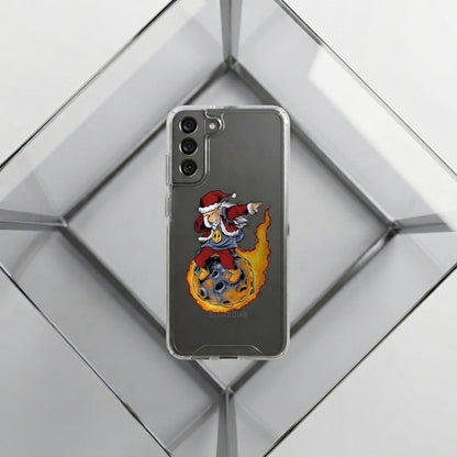 Dabbing Santa Riding Flaming Meteor Christmas Clear Case for Samsung Galaxy | Cool Graphic Phone Cover