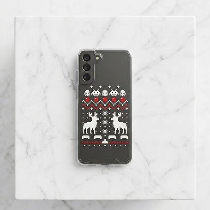 Pixel Retro Arcade Ugly Sweater Christmas Clear Case for Samsung Galaxy | Holiday Phone Cover