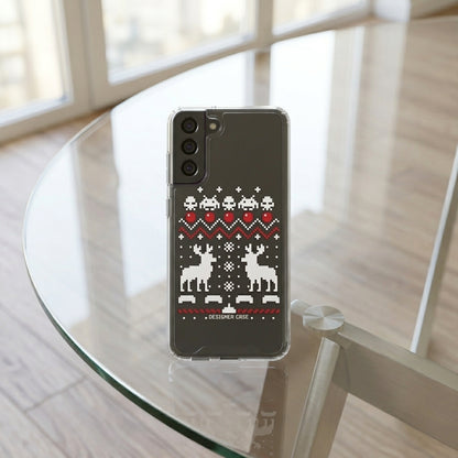 Pixel Retro Arcade Ugly Sweater Christmas Clear Case for Samsung Galaxy | Holiday Phone Cover