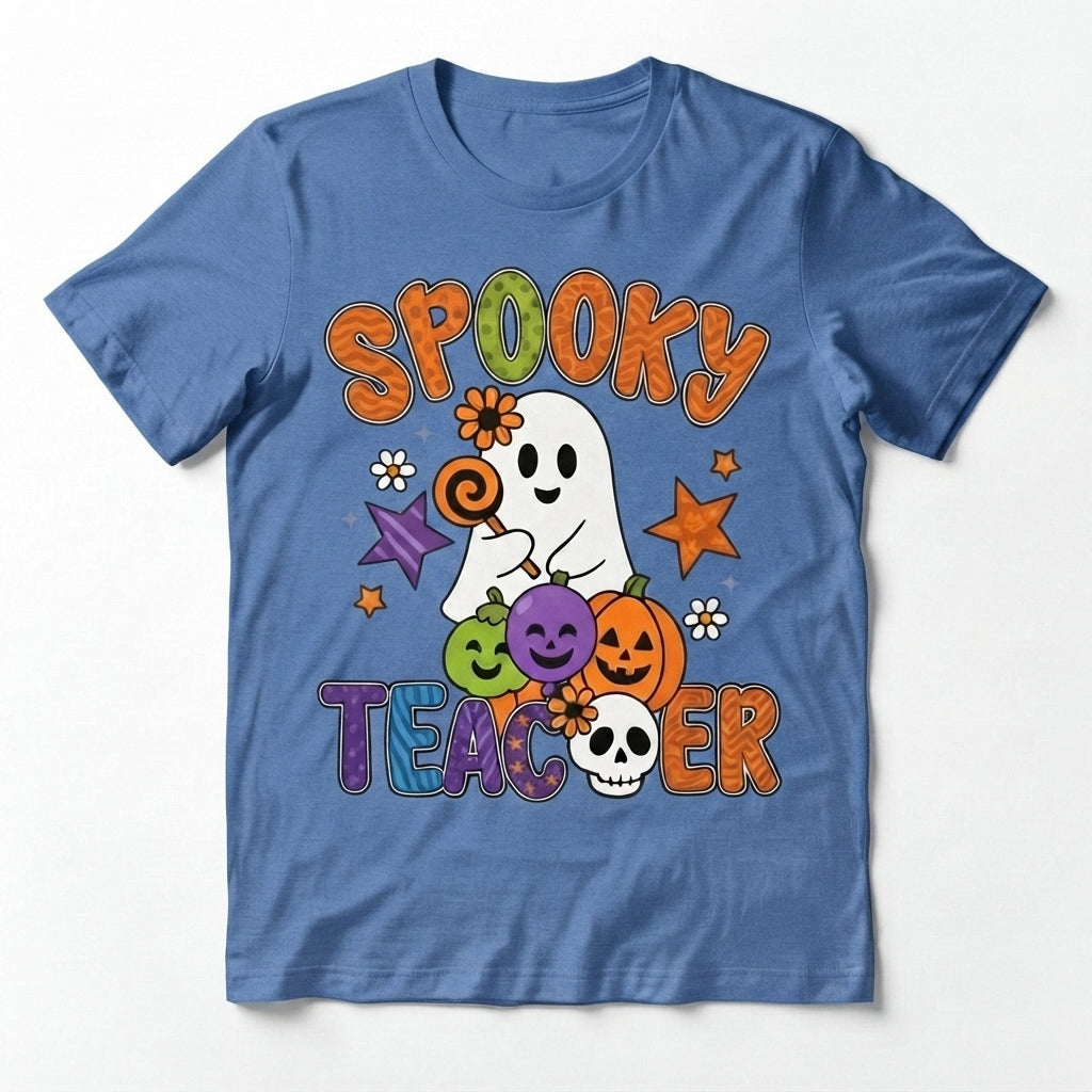 Spooky Teacher Halloween T-Shirt – Retro Cute Ghost Graphic Tee