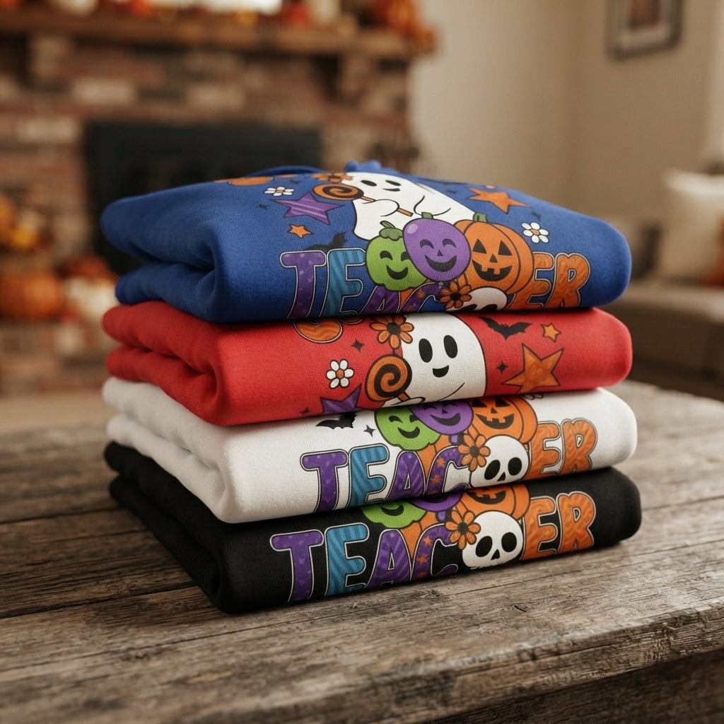 Spooky Teacher Halloween Hoodie – Cute Retro Ghost Educator Pullover