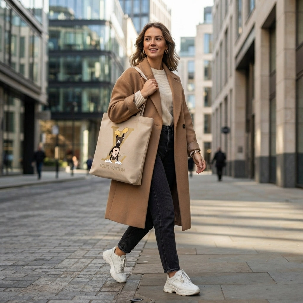 Playful Designer-Inspired Graphic Canvas Tote Bag – Premium Reusable Shopping Bag