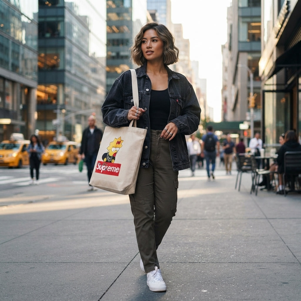 Maggie Simpson Streetwear Graphic Canvas Tote Bag – Hip Hop Edition