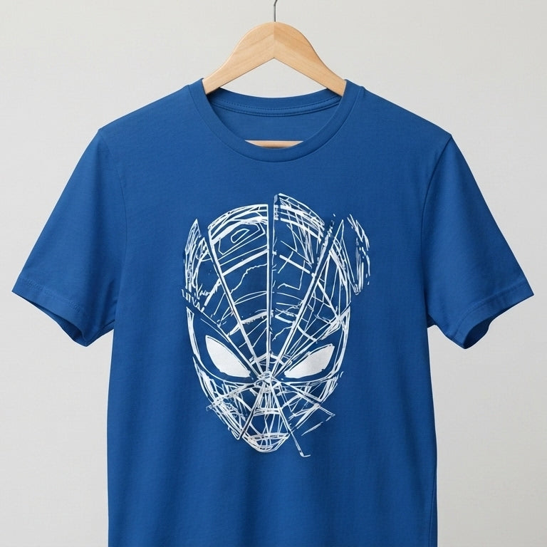 Cyber Mask Sketch Graphic Tee – Metallic Line Art Graphic T-Shirt