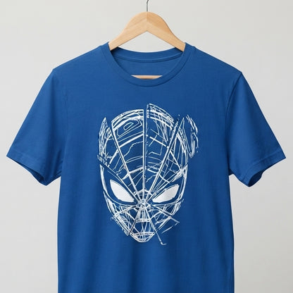Cyber Mask Sketch Graphic Tee – Metallic Line Art Graphic T-Shirt