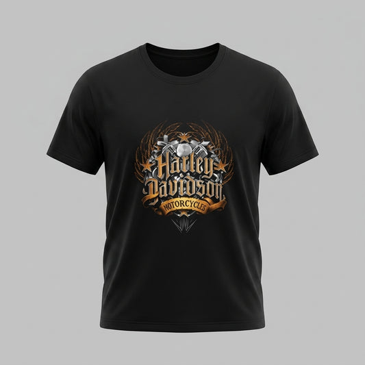 Vintage V-Twin Engine Winged Crest Graphic T-Shirt