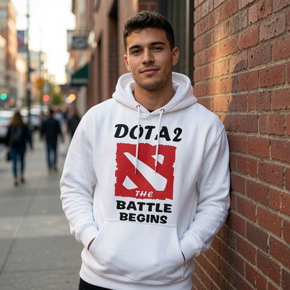 Dota 2 The Battle Begins Hoodie MOBA Gaming Sweatshirt Pullover Gamer Gift Mens