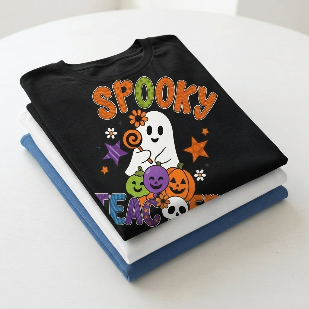 Spooky Teacher Halloween T-Shirt – Retro Cute Ghost Graphic Tee