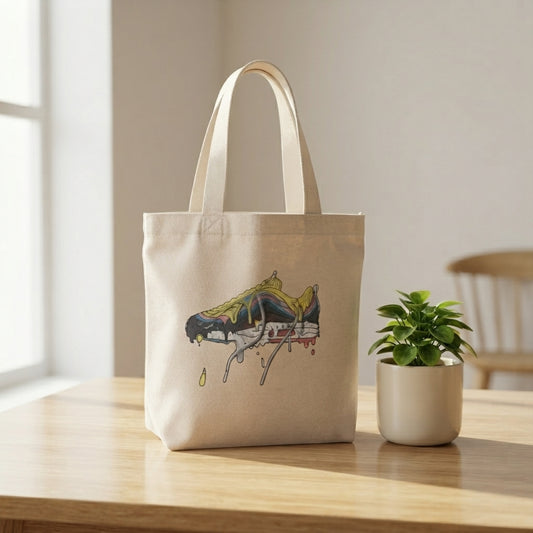 "Urban Drip" Colorful Dripping Sneaker Art Canvas Tote Bag